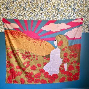 70s Inspired Poppies Overlook Tapestry